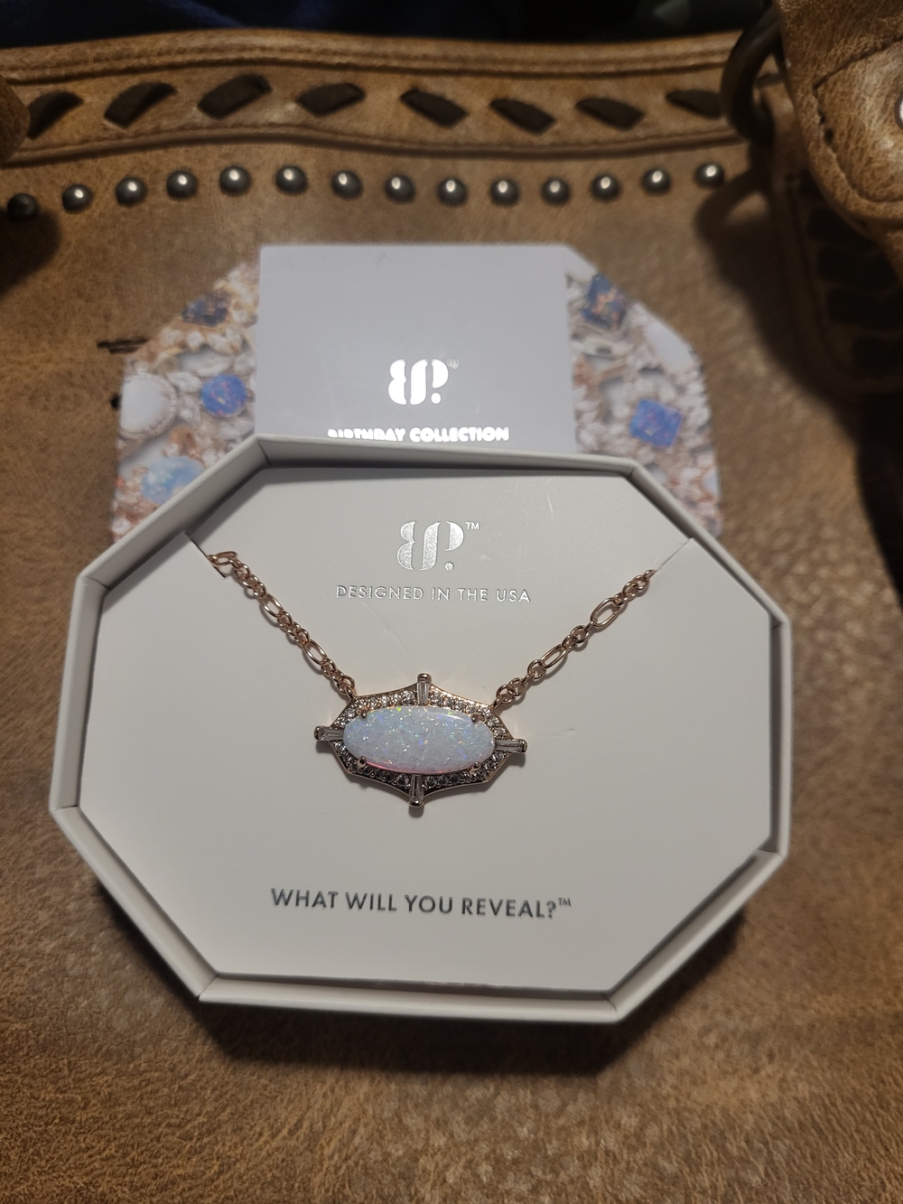 October Birthday Rose Gold Plated Necklace with Milky White Opal Accent